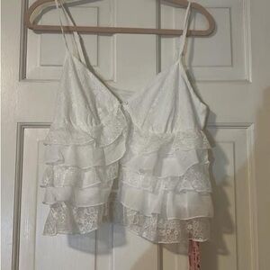 White Lace Ruffle Camisole
